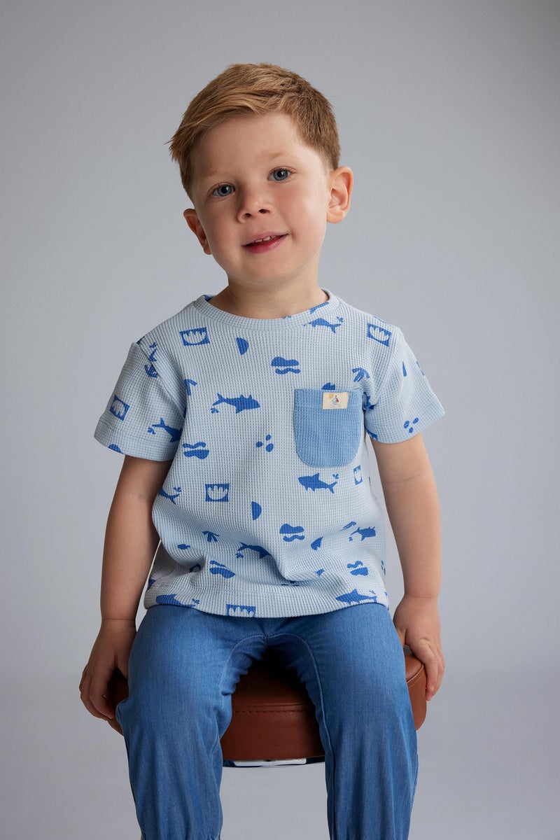 DeFacto Blue BabyBoy Baby Boy Printed T-Shirt Jeans 2 Piece Set Casual - Image 3